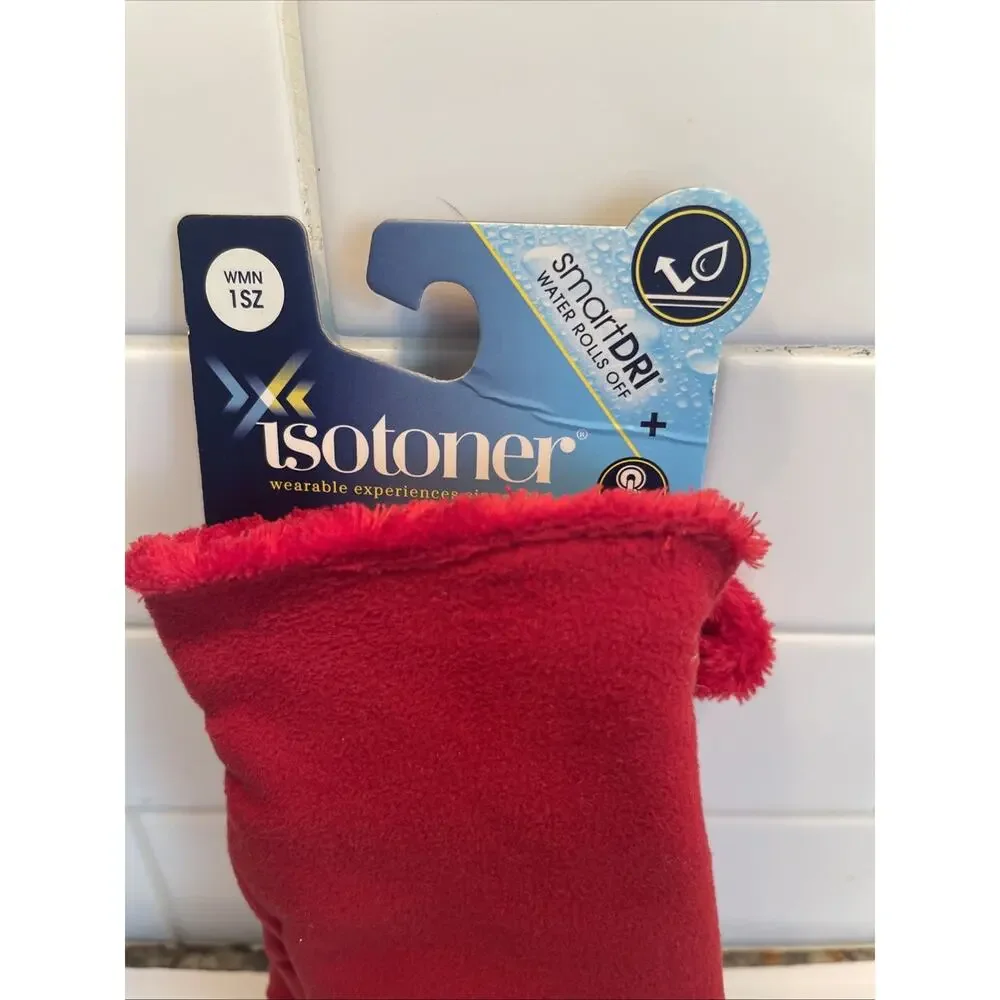 Isotoner Gloves Womens OS Red Fleece SmartDri And SmarTouch New